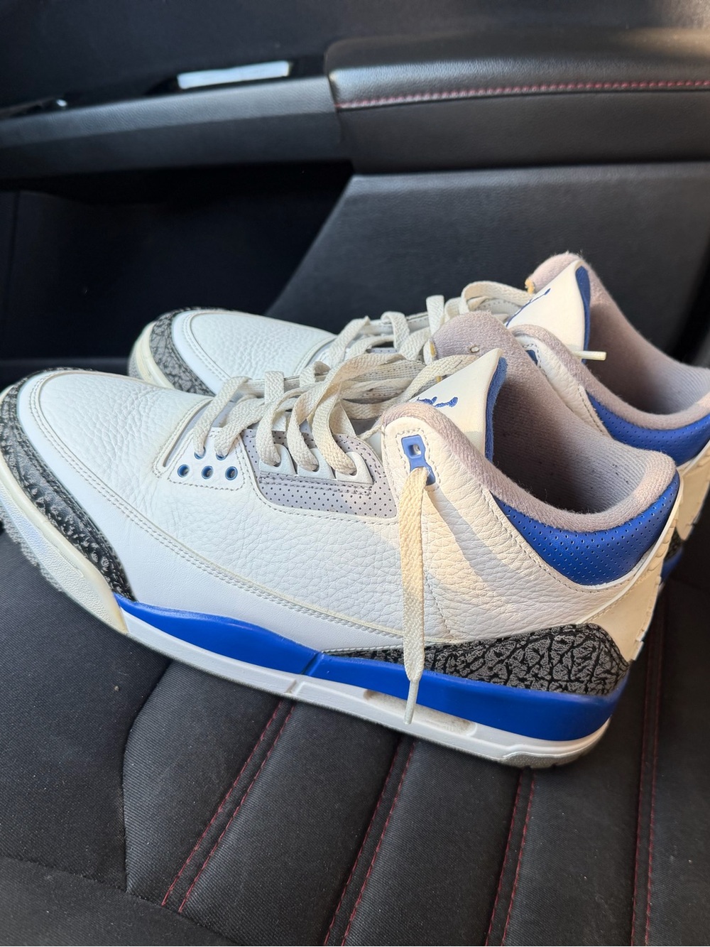 Jordan Retro White and Blue Leather Sneakers
